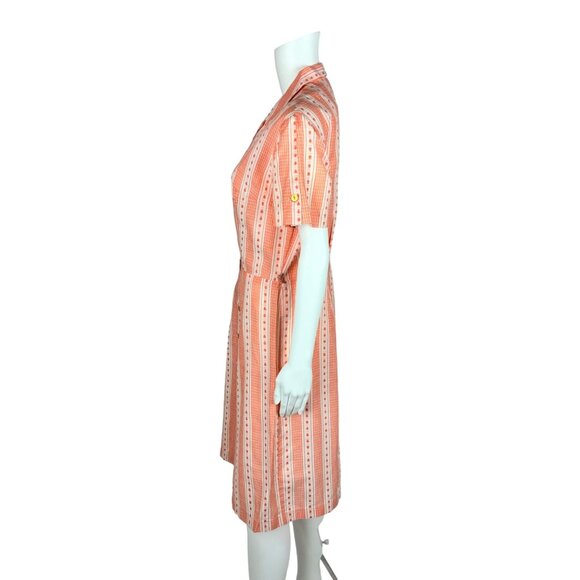 Vintage 1950s Dress Women's Large Novelty Playing Card Suit Print Orange - Picture 7 of 13